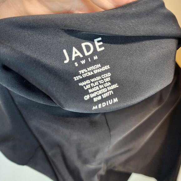 Jade Cava One Piece Black Swimsuit Size M Cutout Tie Front Low Back Beach Vaca - Picture 9 of 9